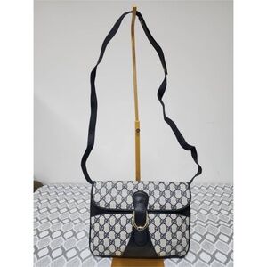 Authentic Gucci Vintage GG Plus Shoulder/Crossbody Bag Beige/Navy Blue